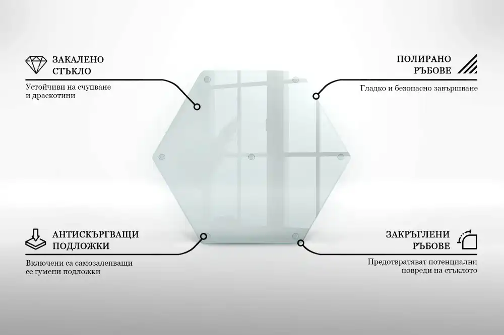 Deska szklana do krojenia transparentna heksagonalna