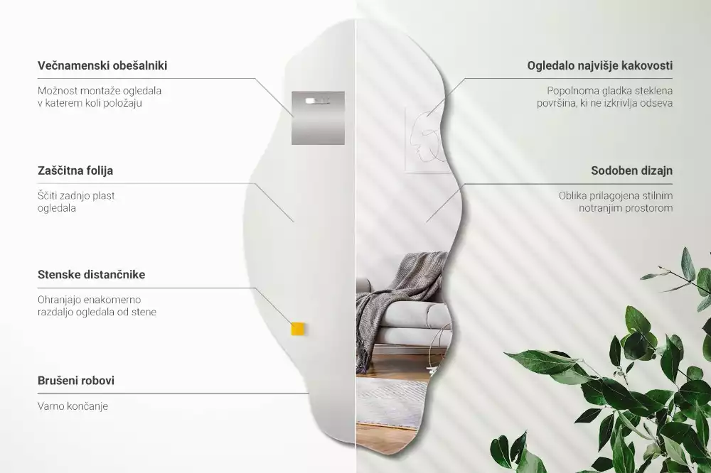 Lustro o nieregularnym kształcie, oryginalne i dekoracyjne