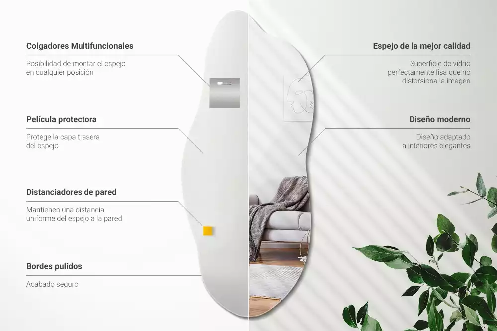 Organiczne lustro wiszące w nowoczesnym stylu