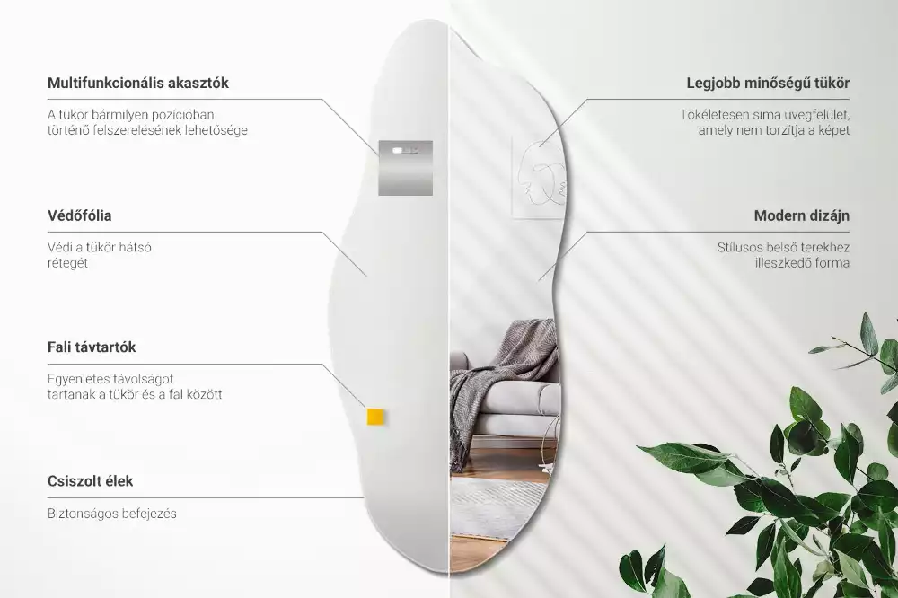 Organiczne lustro wiszące w nowoczesnym stylu