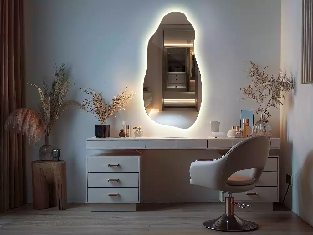 Lustro asymetryczne z podświetleniem LED, wiszące