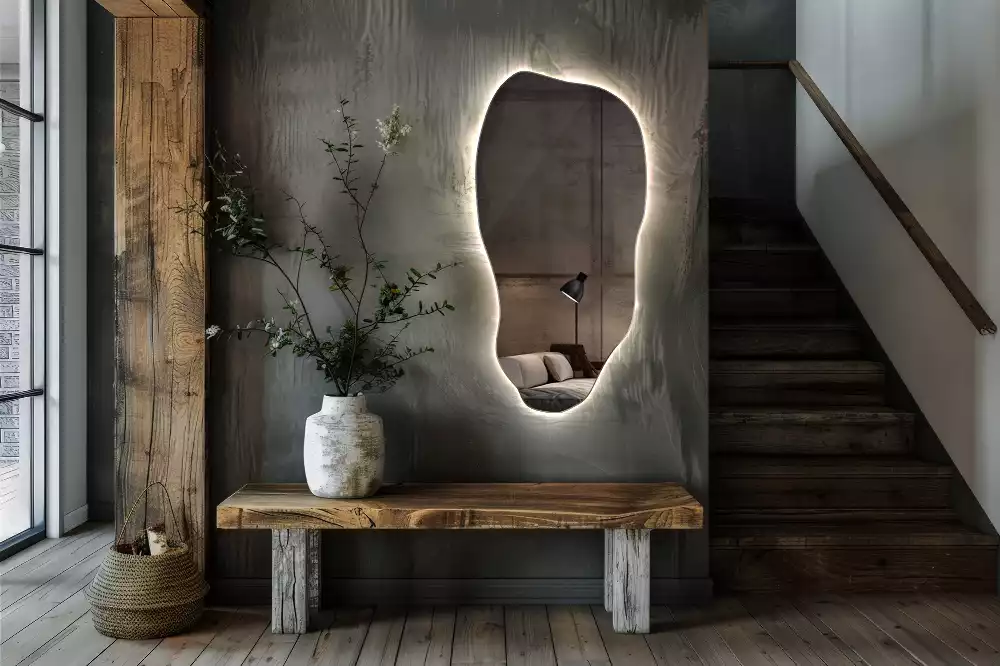 Lustro asymetryczne z podświetleniem LED, wiszące