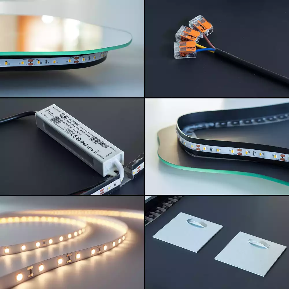 Lustro asymetryczne z podświetleniem LED, wiszące