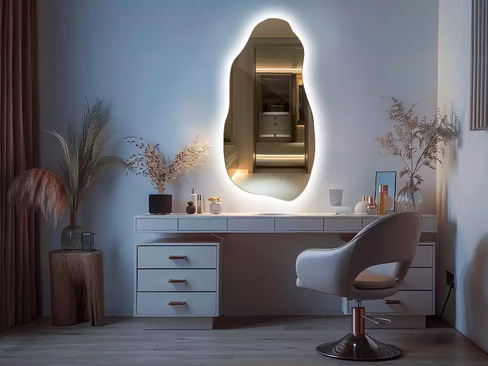 Lustro asymetryczne z podświetleniem LED, wiszące