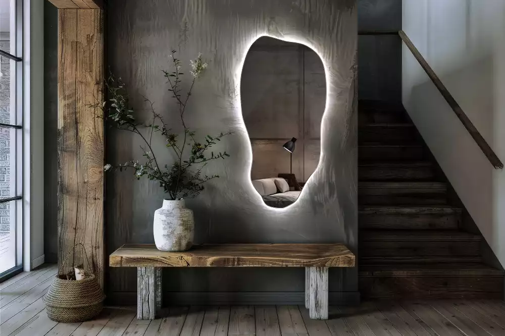 Lustro asymetryczne z podświetleniem LED, wiszące