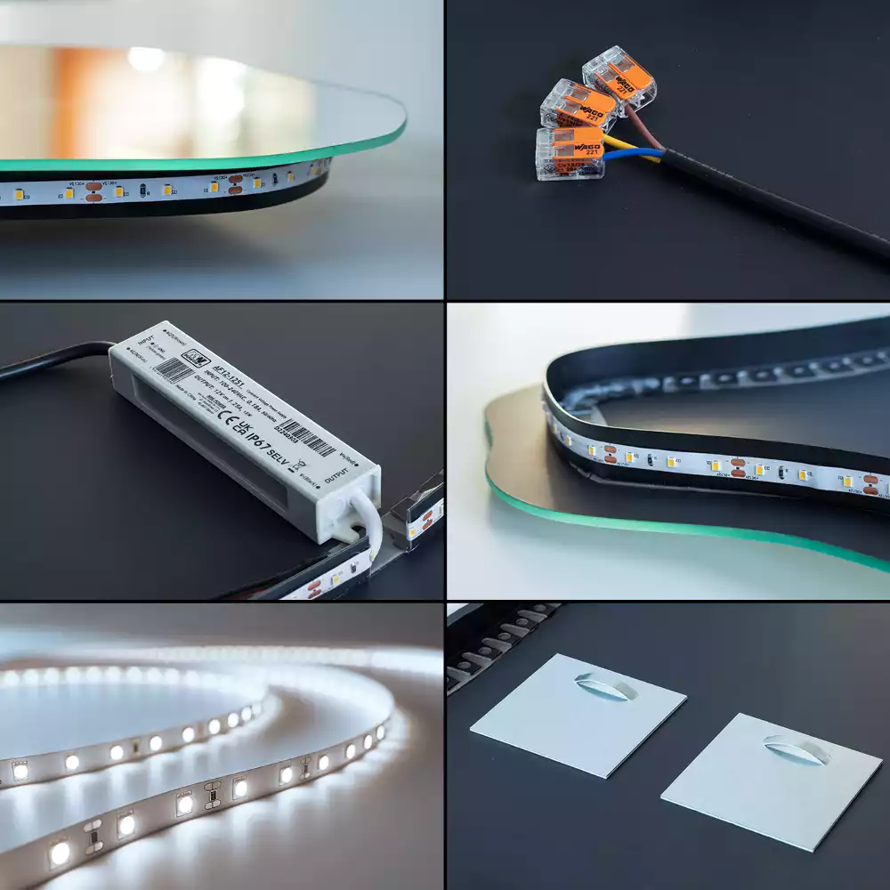 Lustro asymetryczne z podświetleniem LED, wiszące