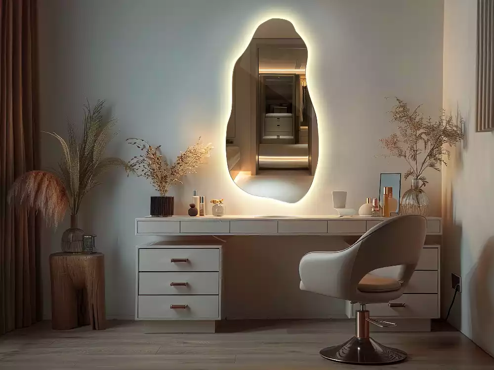 Lustro asymetryczne z podświetleniem LED, wiszące