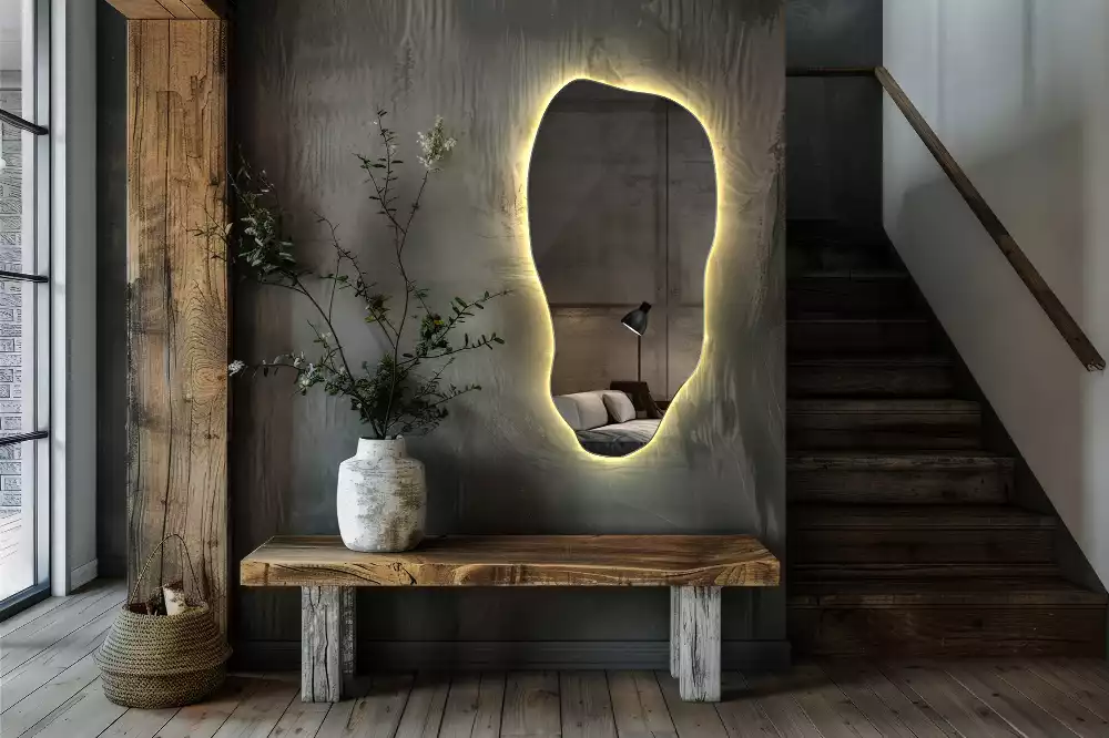 Lustro asymetryczne z podświetleniem LED, wiszące