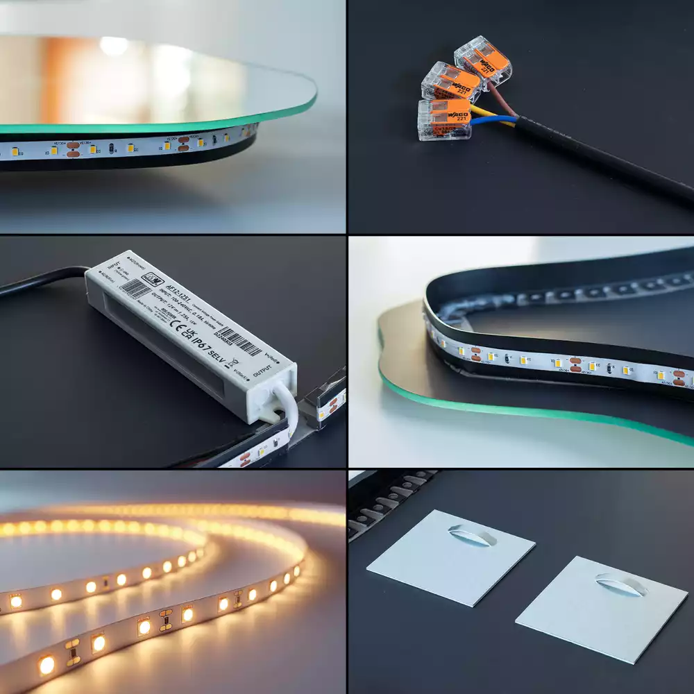 Lustro asymetryczne z podświetleniem LED, wiszące