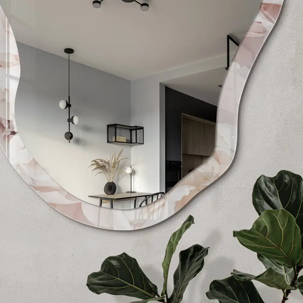 Nieregularne lustro z nadrukiem Subtelna elegancja