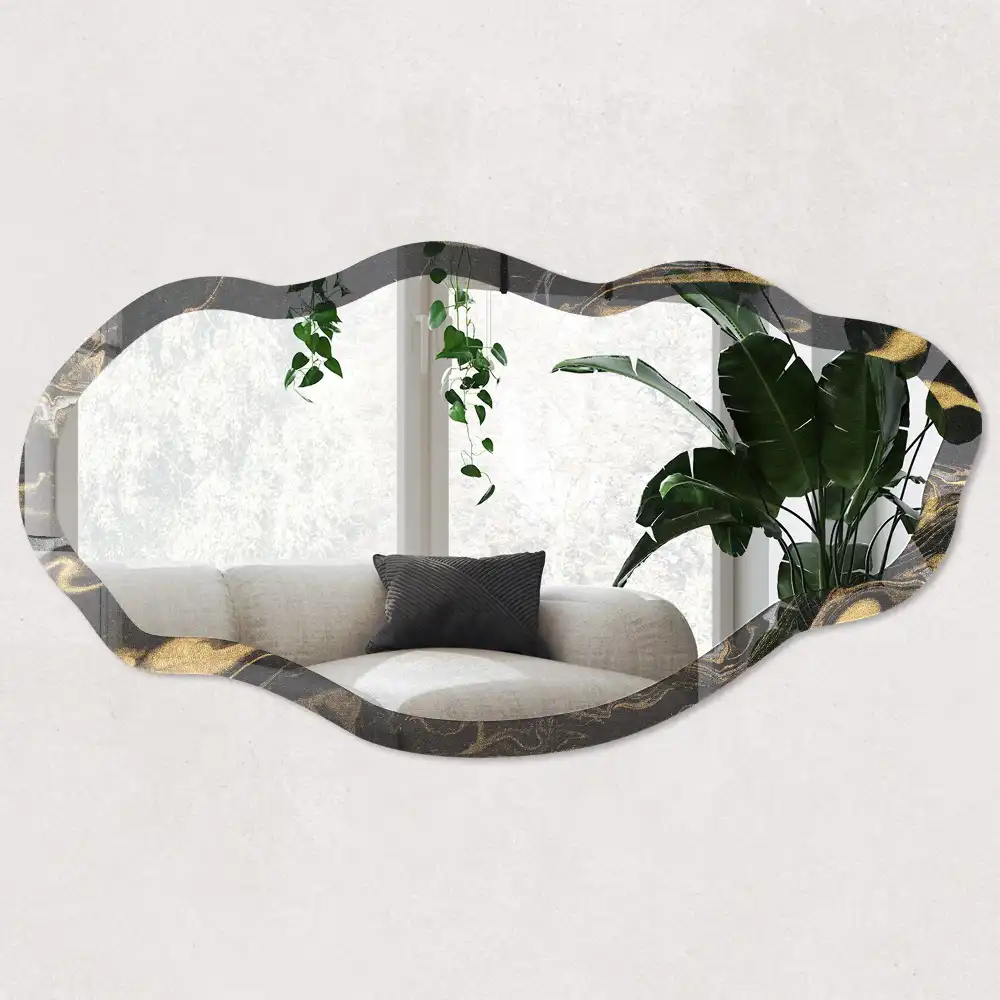 Lustro dekoracyjne o nieregularnym kształcie z wzorem marmurowego wiru
