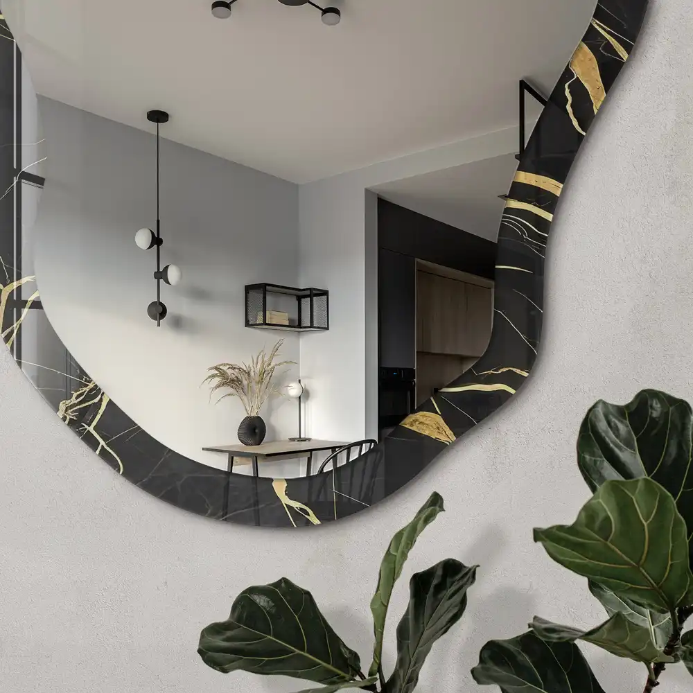 Lustro dekoracyjne o nieregularnym kształcie z motywem luksusowych fal