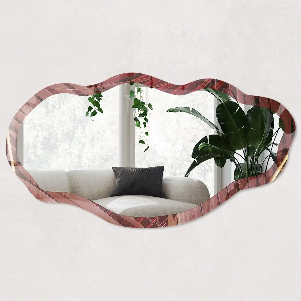 Nieregularne lustro z motywem botanicznym