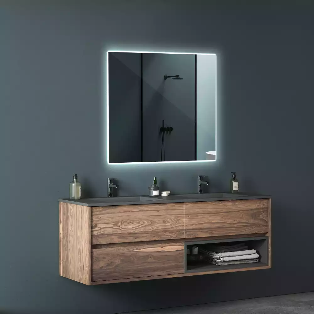 Lustro kwadratowe w stylu modernistycznym z podświetleniem LED