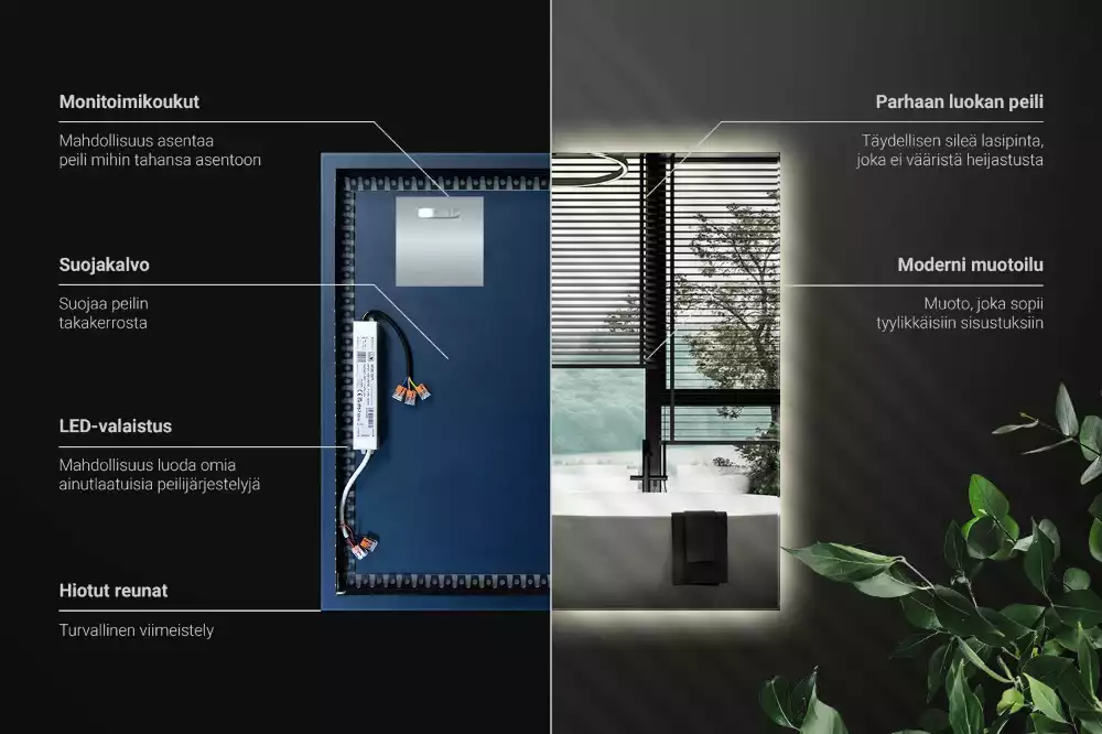 Lustro kwadratowe w stylu modernistycznym z podświetleniem LED