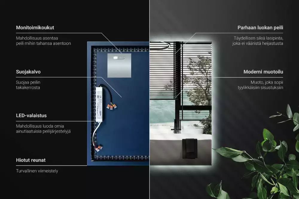 Lustro kwadratowe w stylu modernistycznym z podświetleniem LED