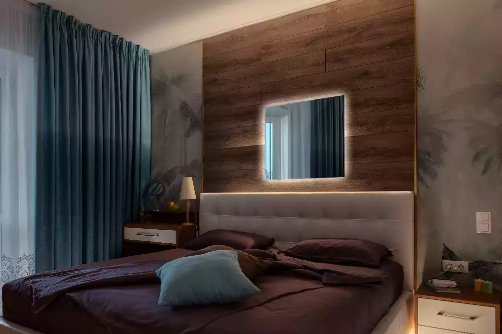 Lustro kwadratowe w stylu modernistycznym z podświetleniem LED