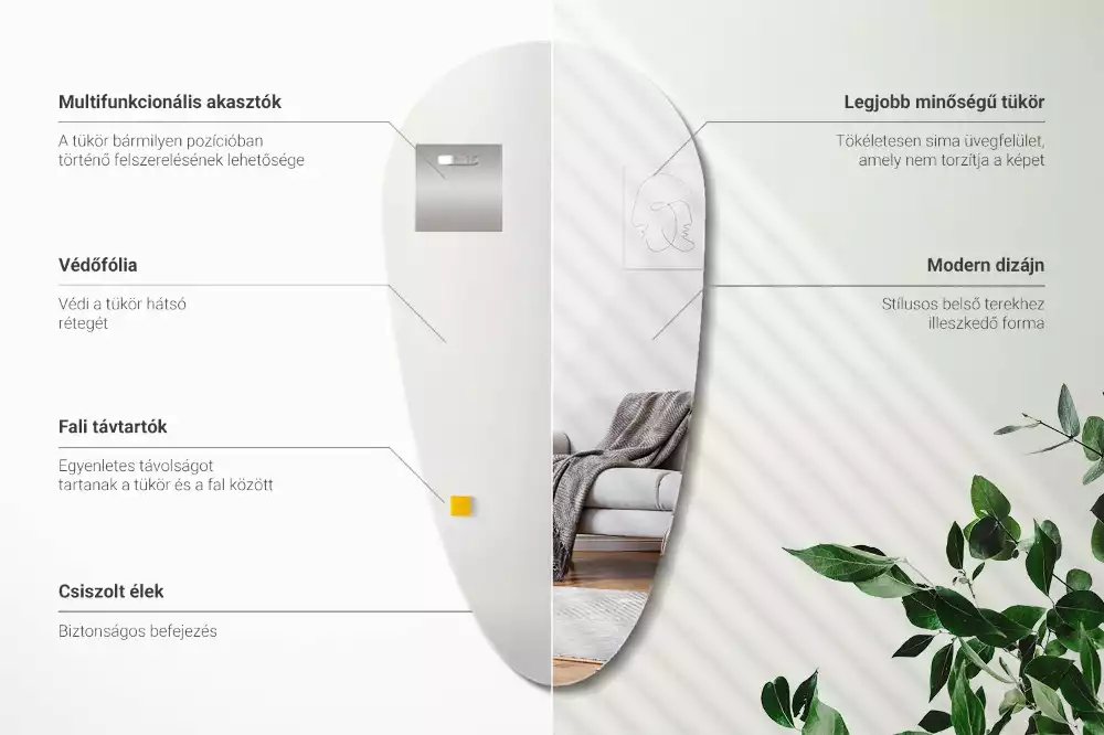 Lustro wiszące w kształcie łezki