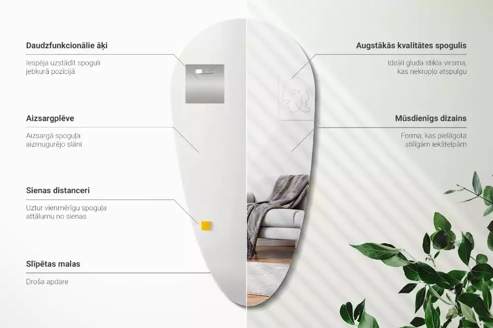 Lustro wiszące w kształcie łezki