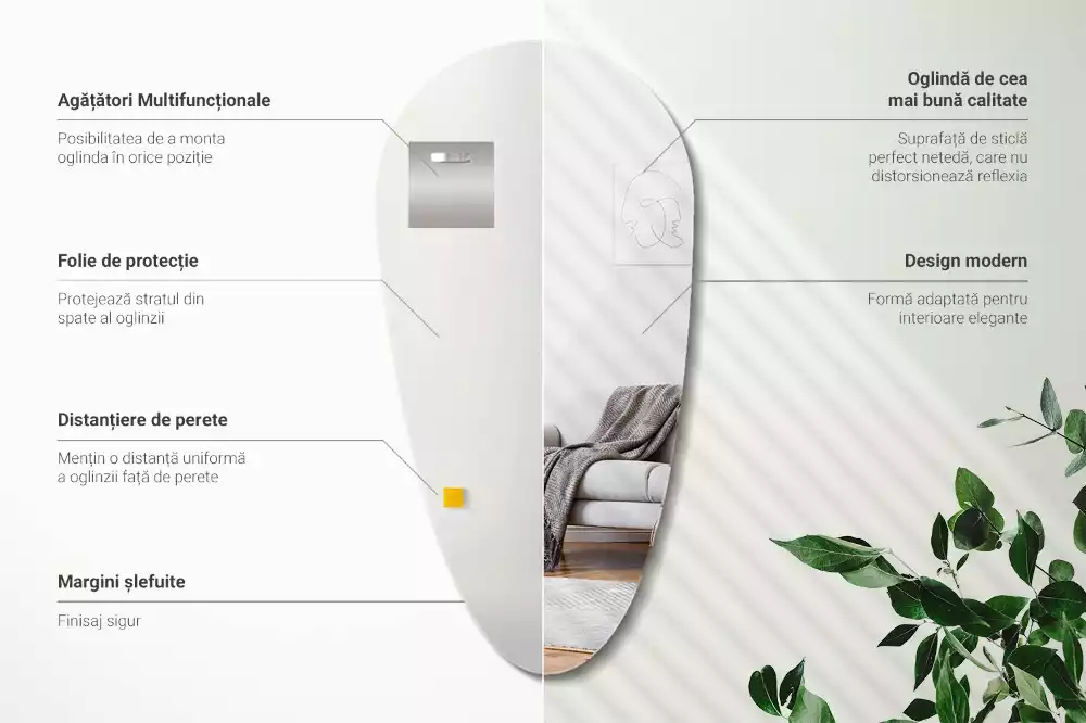 Lustro wiszące w kształcie łezki