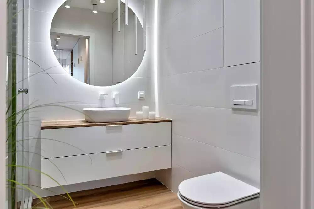 Lustro okrągłe w stylu modernistycznym z podświetleniem LED