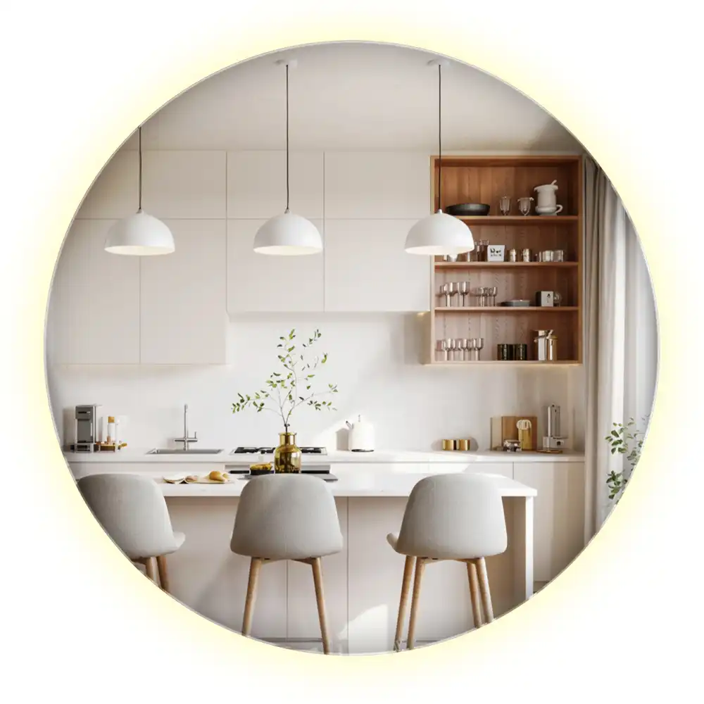 Lustro okrągłe w stylu modernistycznym z podświetleniem LED
