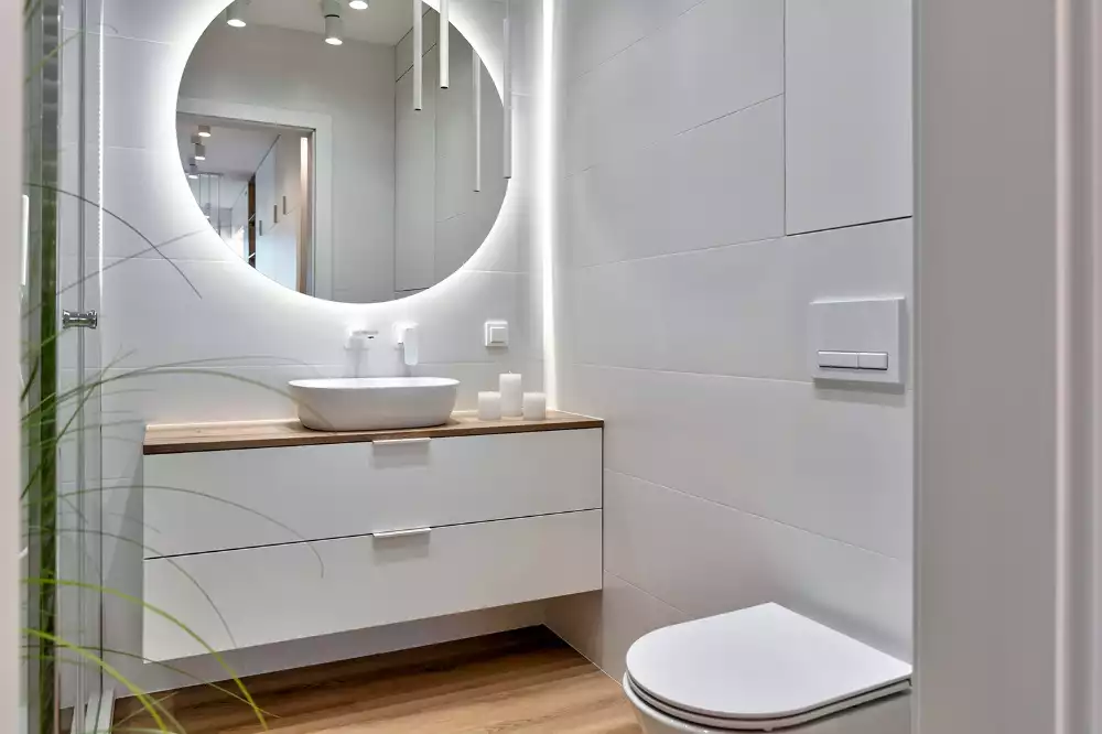 Lustro okrągłe w stylu modernistycznym z podświetleniem LED