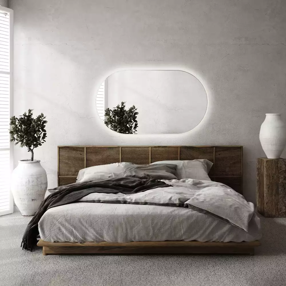 Owalne lustro ścienne z podświetleniem LED, eleganckie