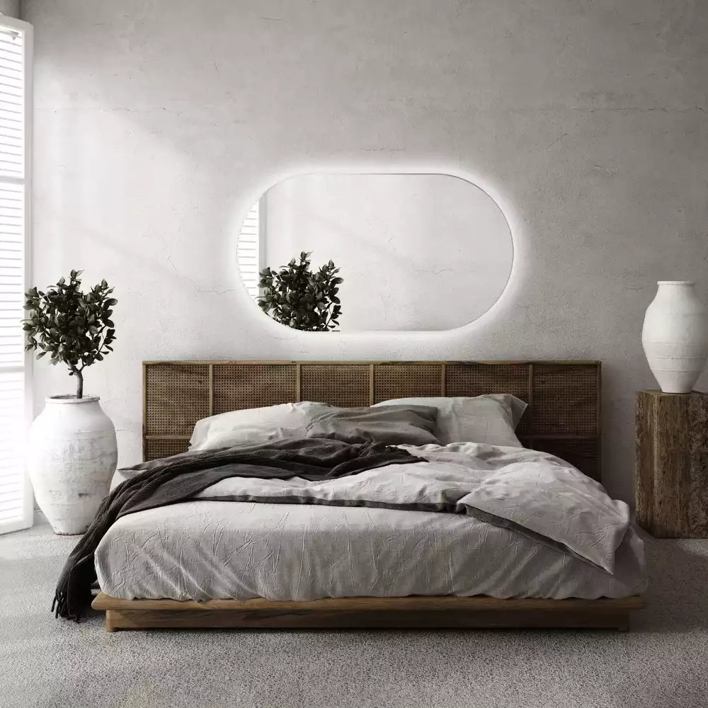 Owalne lustro ścienne z podświetleniem LED, eleganckie