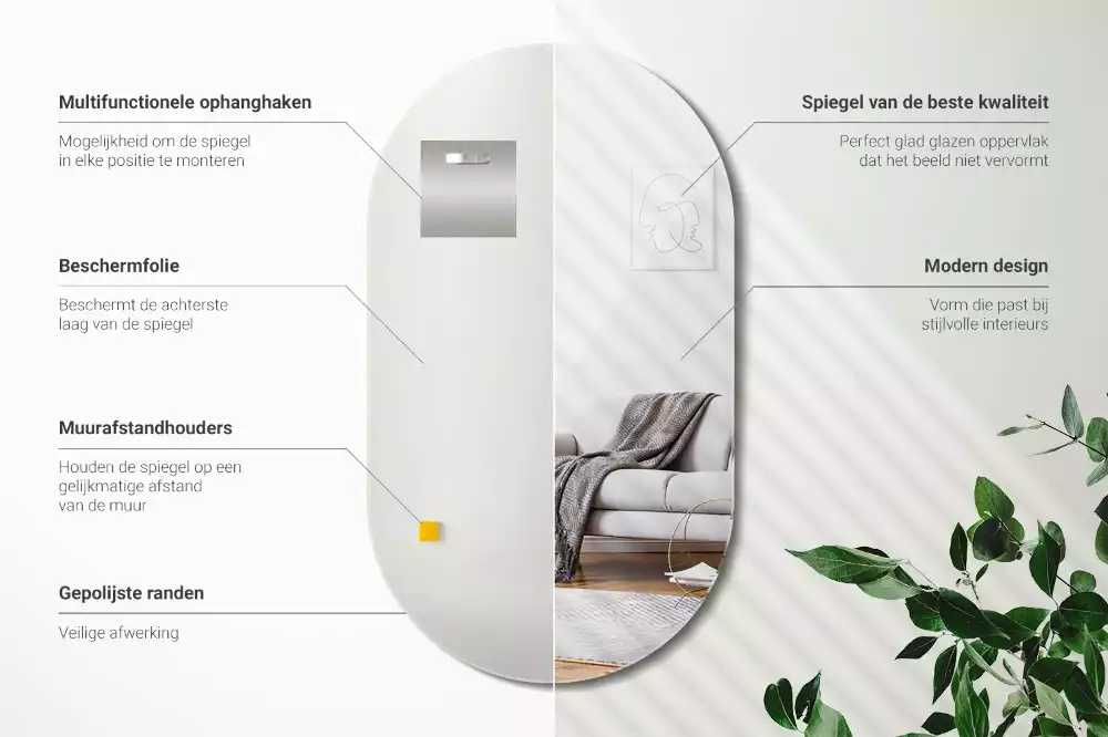 Owalne lustro eleganckie na ścianę