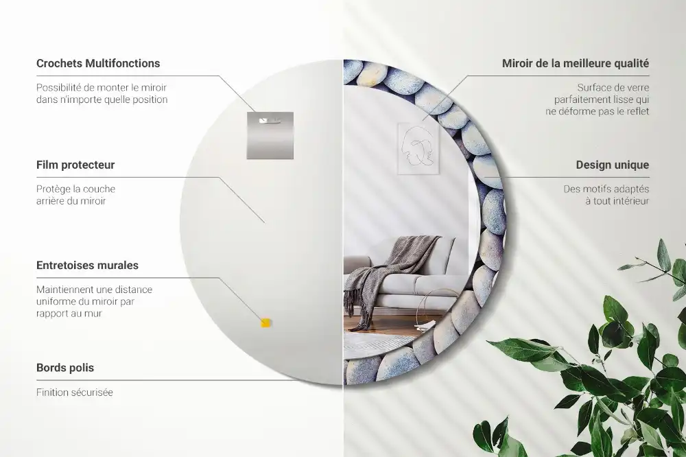 Lustro dekoracyjne okrągłe koło z kamieni morskich