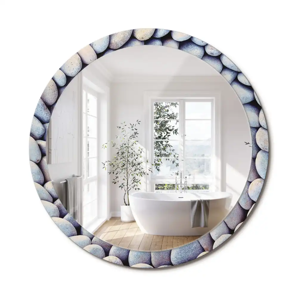 Lustro dekoracyjne okrągłe koło z kamieni morskich