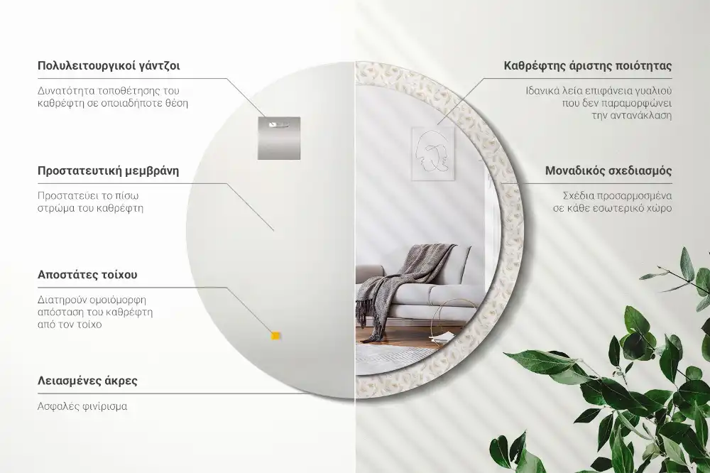 Lustro ścienne dekoracyjne okrągłe pióra ptaków