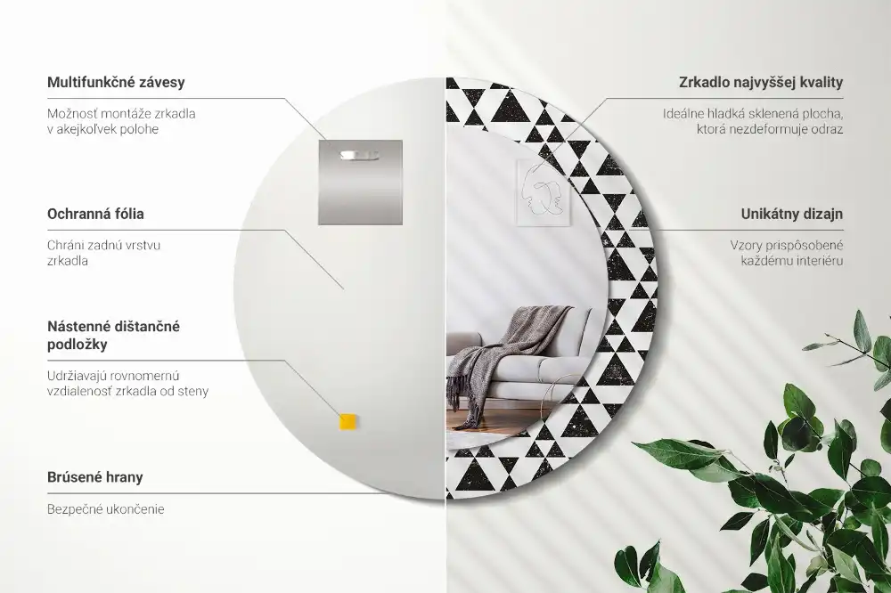 Lustro ścienne dekoracyjne okrągłe trójkątna geometria