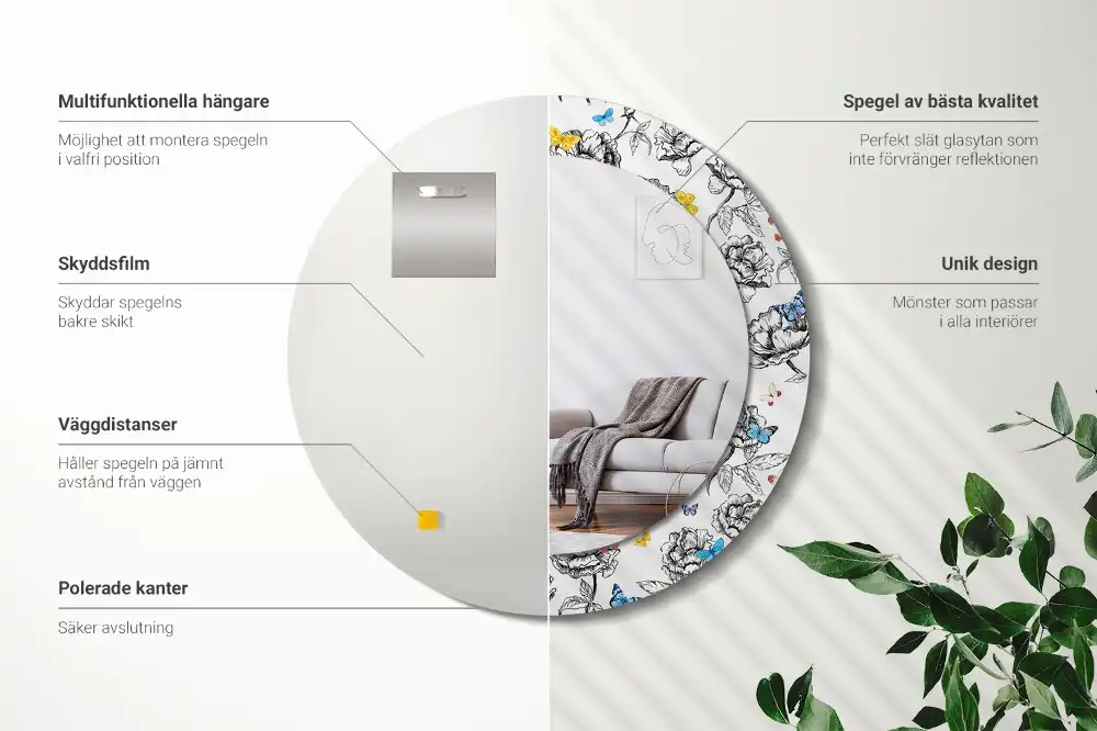 Lustro dekoracyjne okrągłe barwne motyle