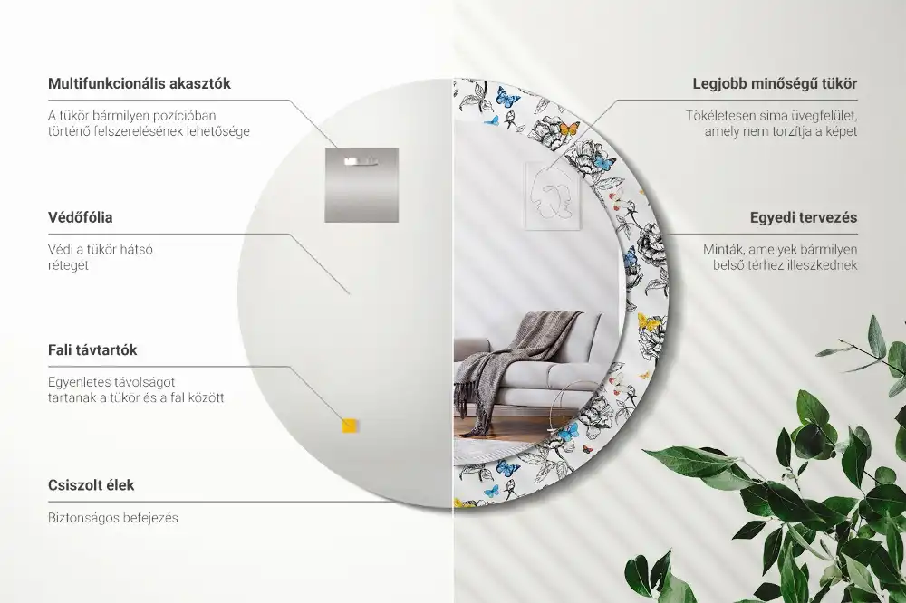 Lustro dekoracyjne okrągłe barwne motyle