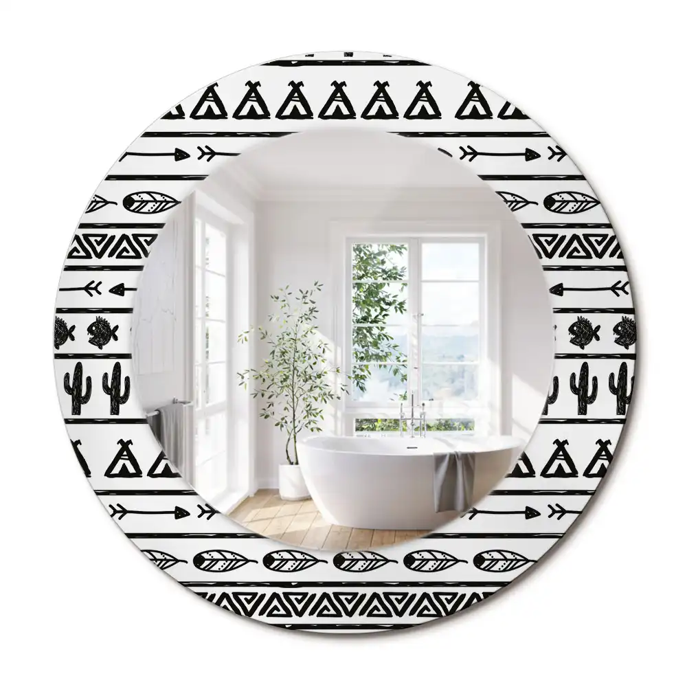 Lustro dekoracyjne okrągłe minimalistyczne boho