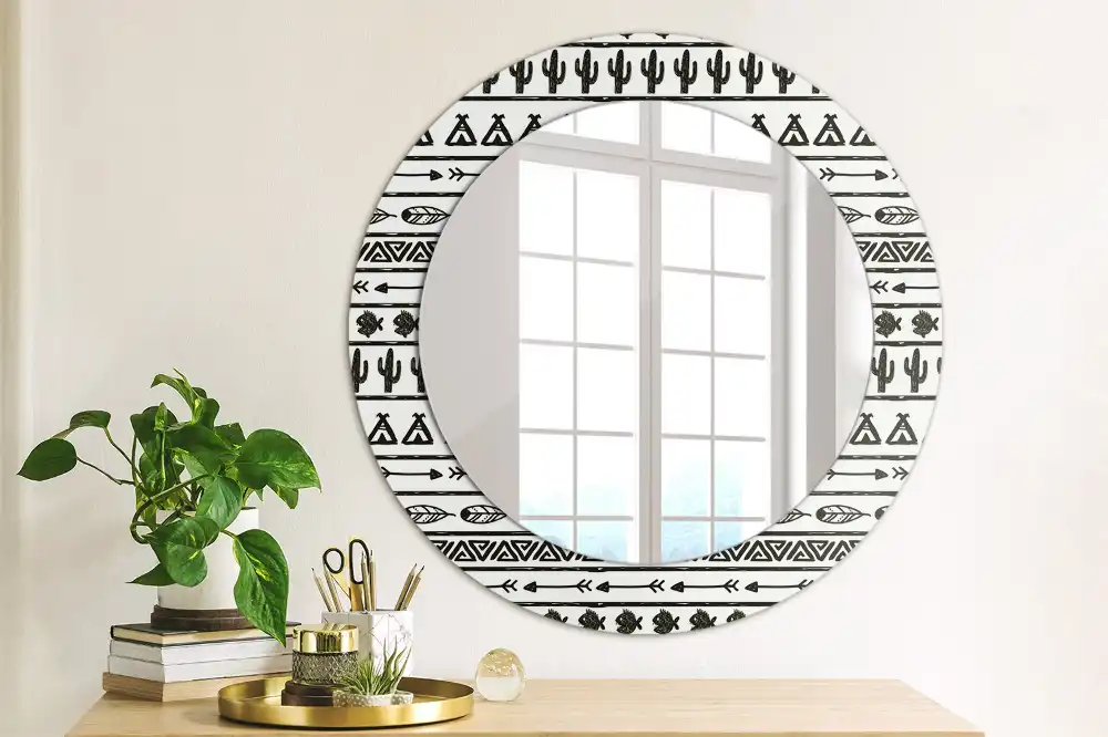 Lustro dekoracyjne okrągłe minimalistyczne boho