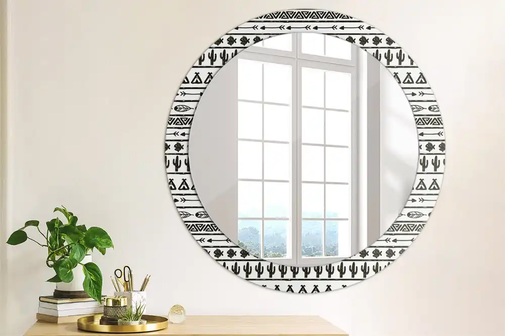 Lustro dekoracyjne okrągłe minimalistyczne boho