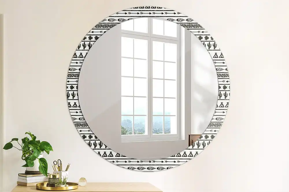 Lustro dekoracyjne okrągłe minimalistyczne boho