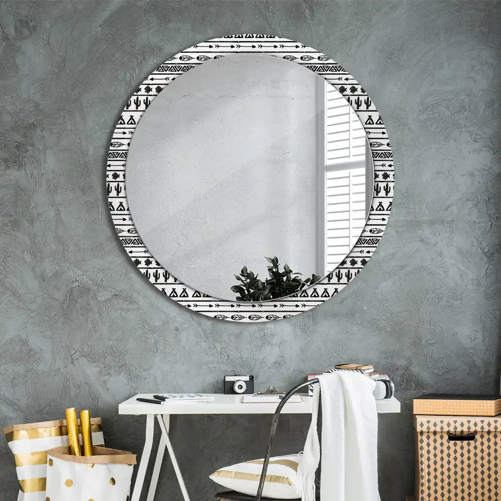 Lustro dekoracyjne okrągłe minimalistyczne boho