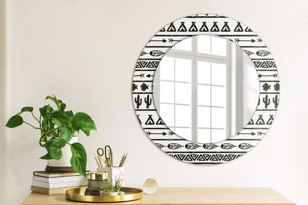 Lustro dekoracyjne okrągłe minimalistyczne boho