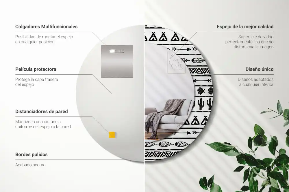 Lustro dekoracyjne okrągłe minimalistyczne boho
