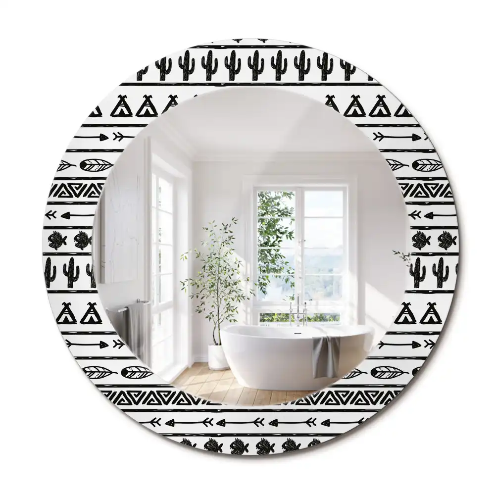 Lustro dekoracyjne okrągłe minimalistyczne boho