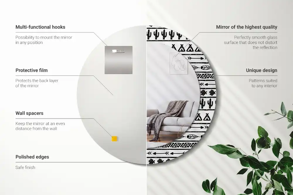 Lustro dekoracyjne okrągłe minimalistyczne boho