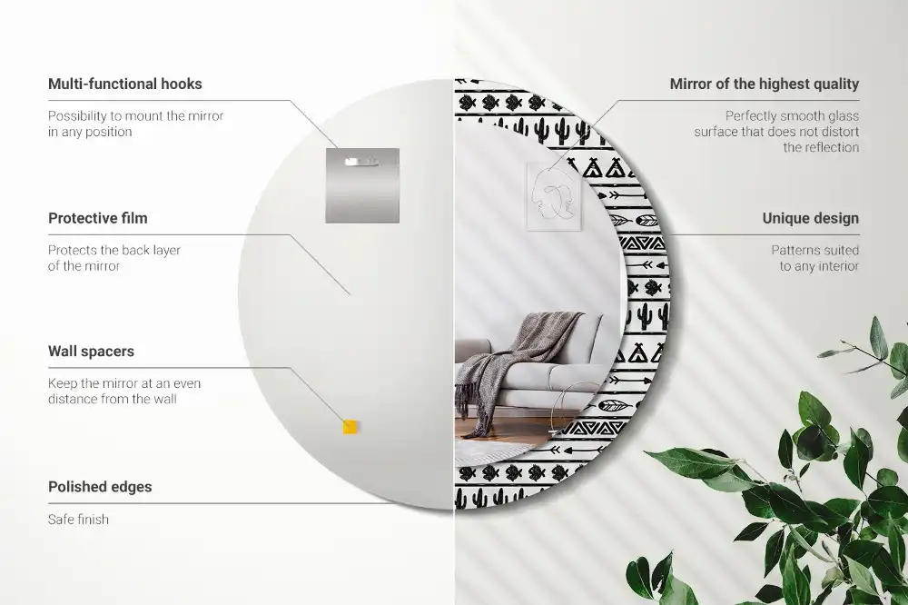 Lustro dekoracyjne okrągłe minimalistyczne boho