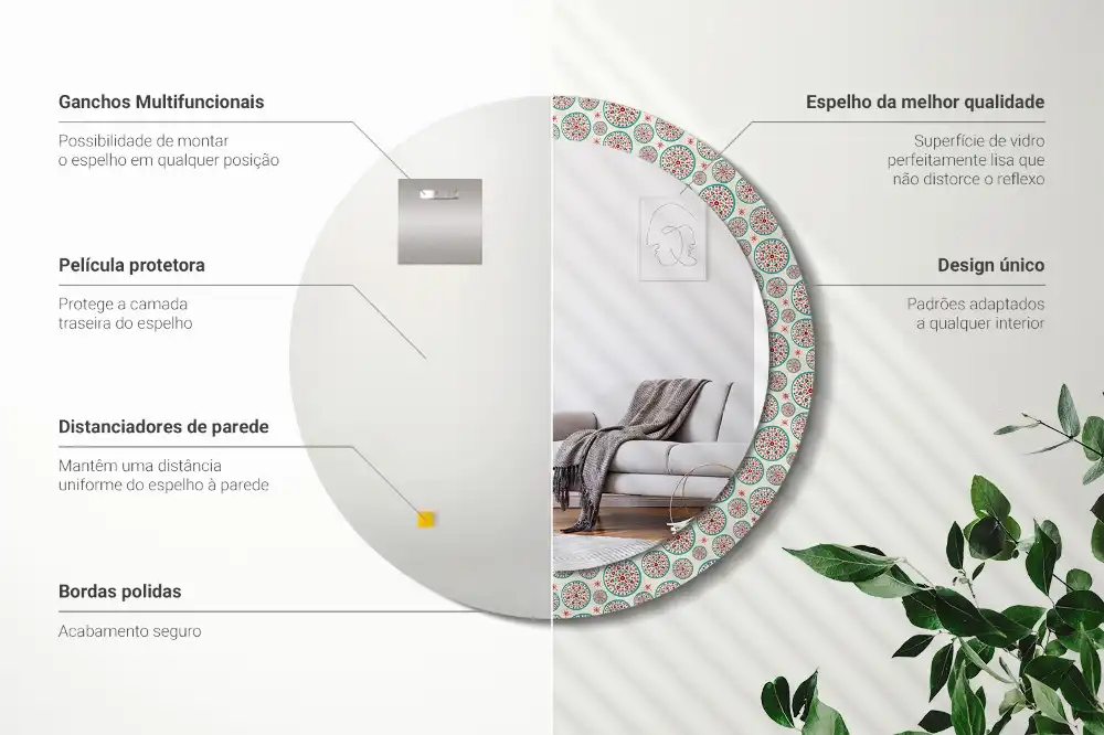 Lustro dekoracyjne okrągłe deseń boho