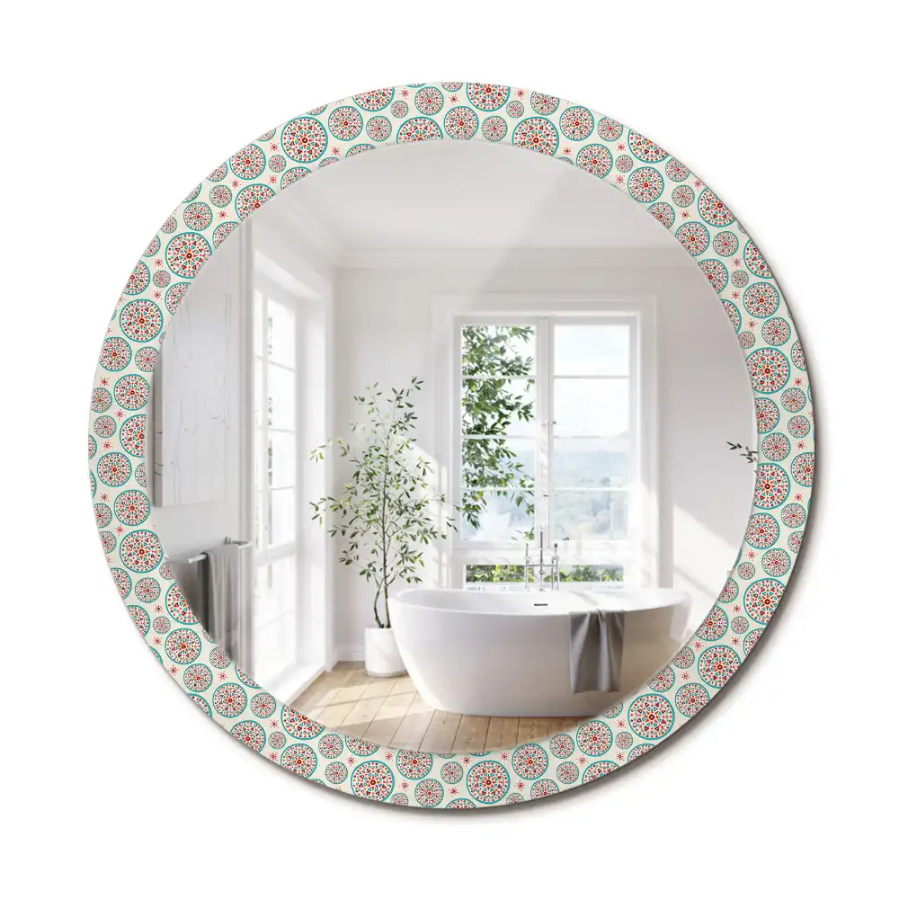 Lustro dekoracyjne okrągłe deseń boho
