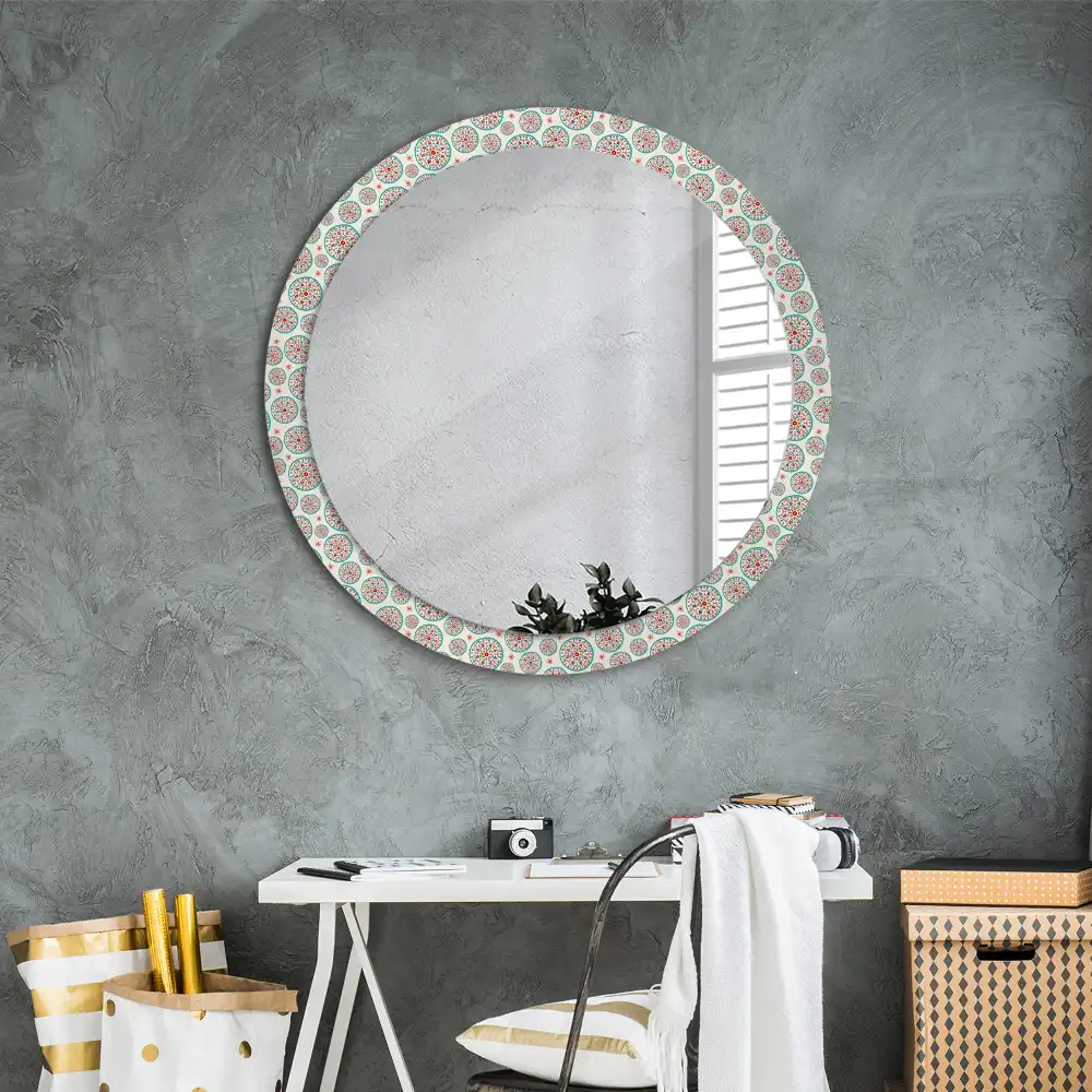 Lustro dekoracyjne okrągłe deseń boho