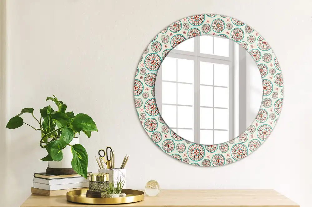 Lustro dekoracyjne okrągłe deseń boho